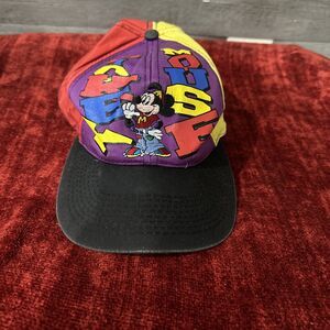 Vintage Mickey Mouse Hip Hop Color Block Disney SnapBack Baseball Hat Cap
